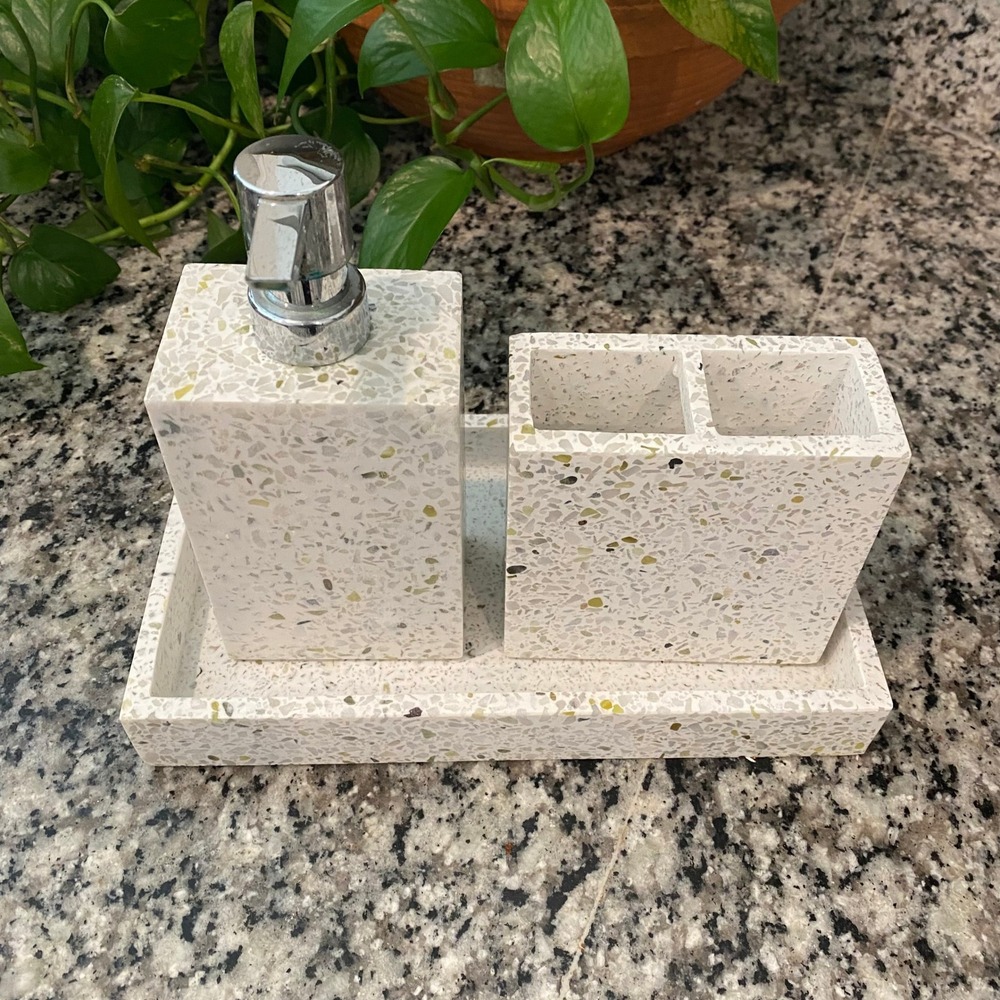 White Marble Bathroom Soap Set